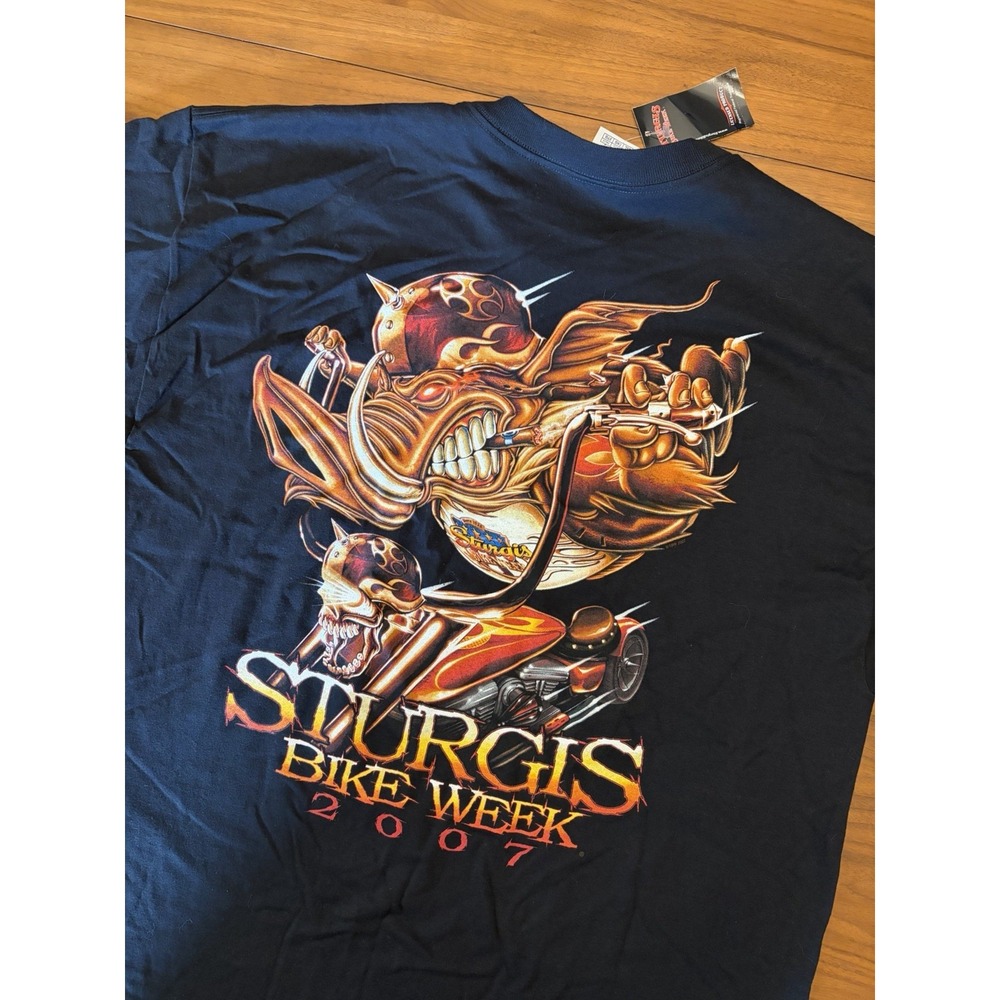Sturgis 2007 67th Annual Biker Week T-Shirt NEW Mens 2XL Black Mad Hog Rider